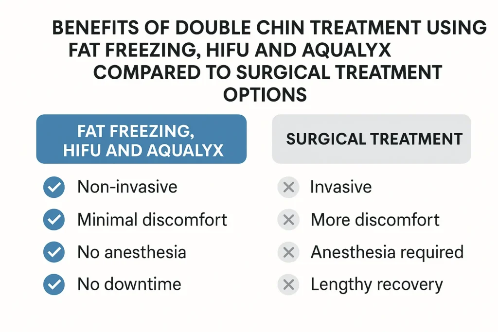 Graphic about the benefits of double chin treatment Richmond upon Thames - from LA LIPO