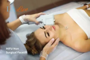 Woman having Hi-Fu to reduce wrinkles Richmond upon Thames.