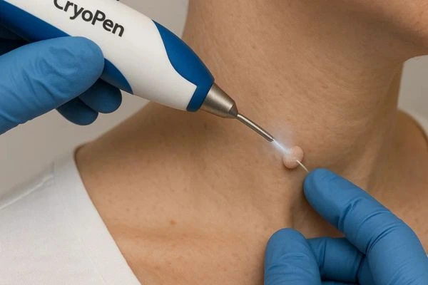 Person receiving Cryotherapy skin tag removal Richmond upon Thames